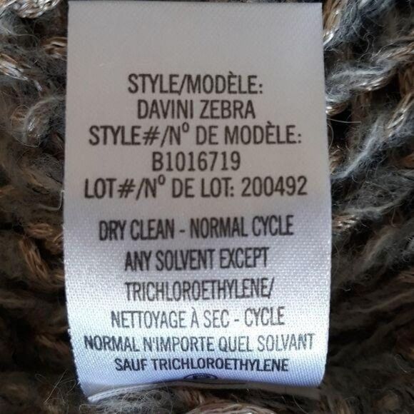 Theory Davini Zebra Alpaca Wool Marled Kimono Sleeve Sweater Gray Gold Sz S - Picture 13 of 14